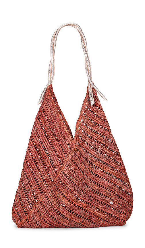 florabella Panama Crochet Raffia And Leather Tote Bag in Rose. | Revolve Clothing (Global)