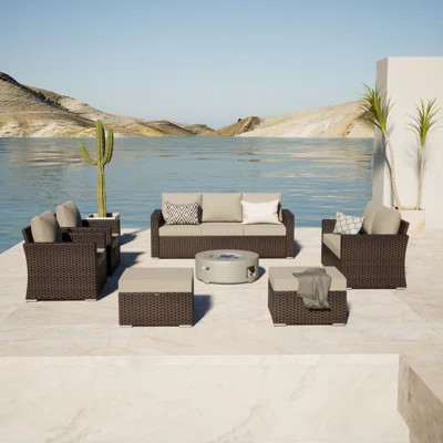 Shanden 7 - Person Outdoor Seating Group with Cushions | Wayfair North America
