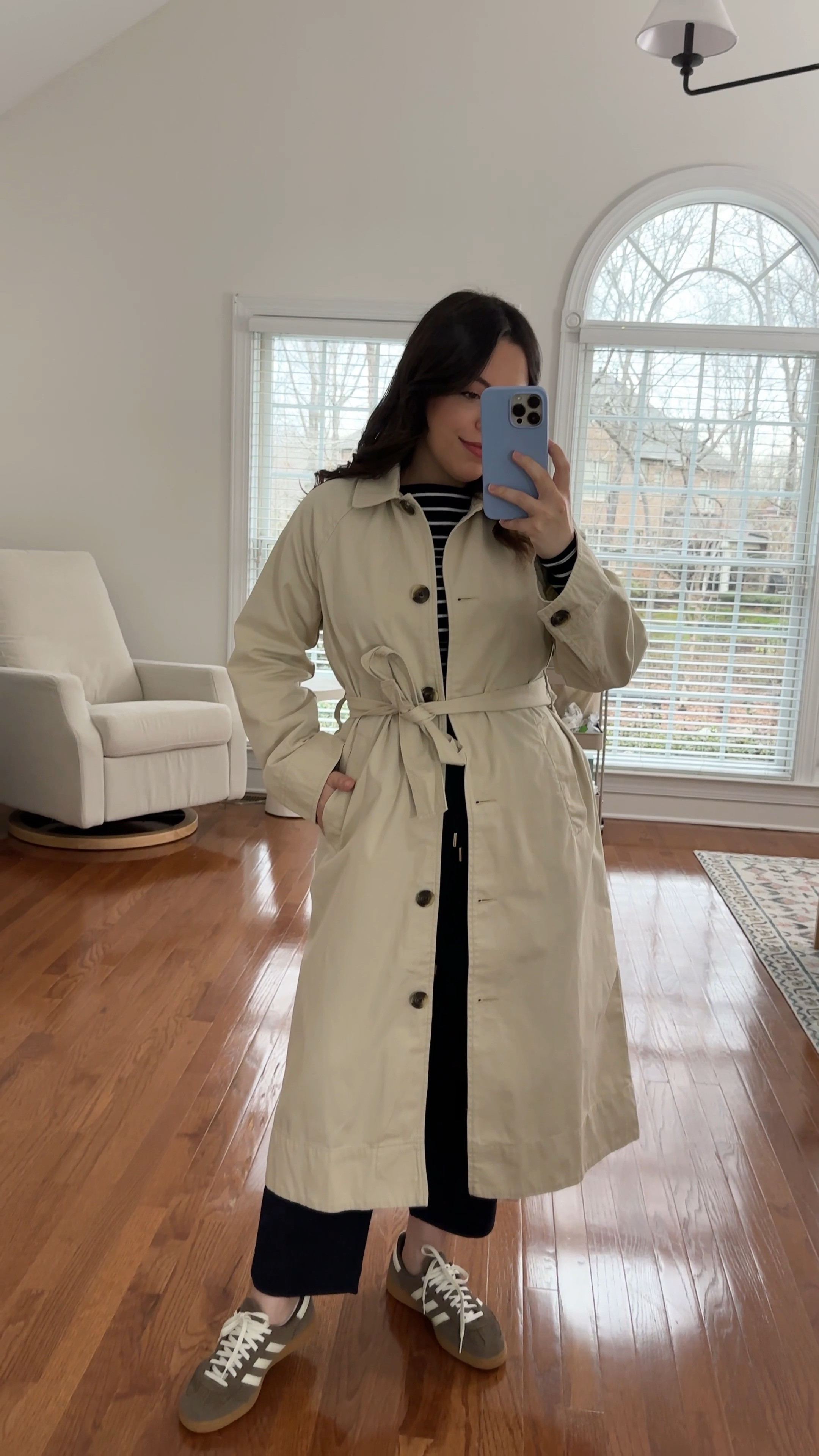 Sezane style trench coat for under $50! Wearing size XS! Also loving this classic striped ribbed top and comfy joggers. These Adidas Gazelle sneakers are my fav and so so comfy



#LTKFindsUnder50 #LTKFindsUnder100 #LTKStyleTip