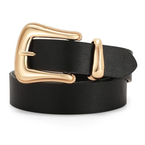 TRIWORKS Women Leather Belt Fashion Leather Waist Belt for Pants Jean Ladies Western Leather Belt | Amazon (US)
