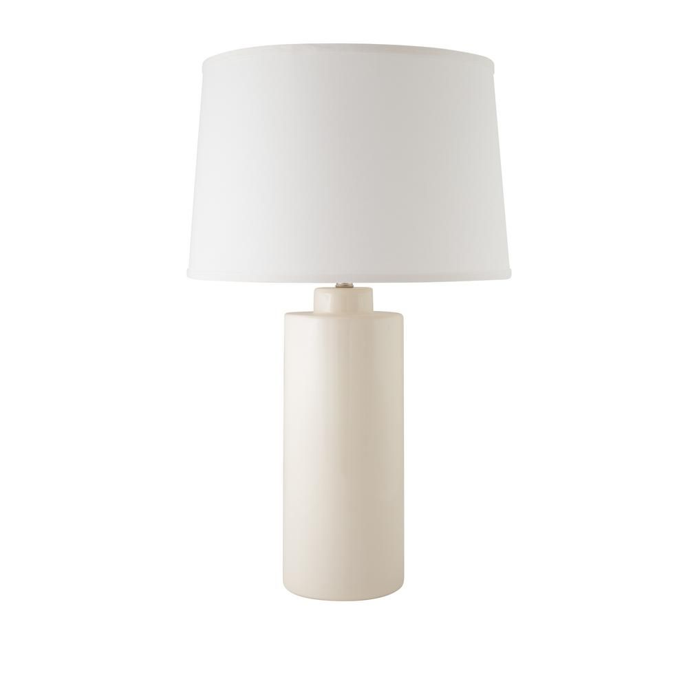 Cylinder 28 in. Gloss White Indoor Table Lamp | The Home Depot