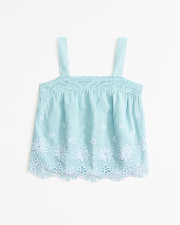 embroidered cutwork squareneck set top | Abercrombie & Fitch (US)