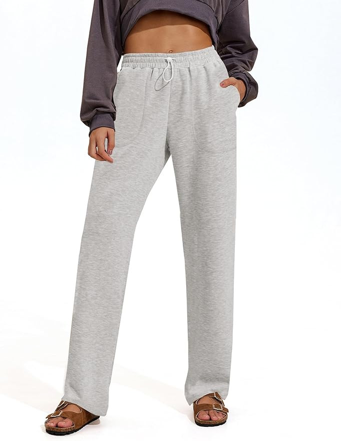 PINSPARK Womens Straight Leg Sweatpants Casual Athletic Workout Pants Stretch Soft Lounge Pants w... | Amazon (US)