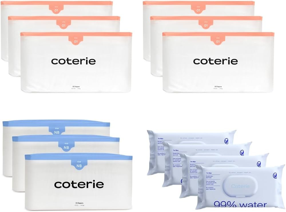Coterie Newborn Diapers + Wipes Baby Starter Set (291 diapers) | Amazon (US)
