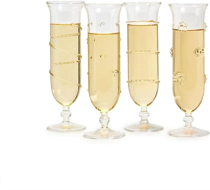 Two's Company Verre Stemmed Champagne Flute Assorted 4 Designs | Amazon (US)