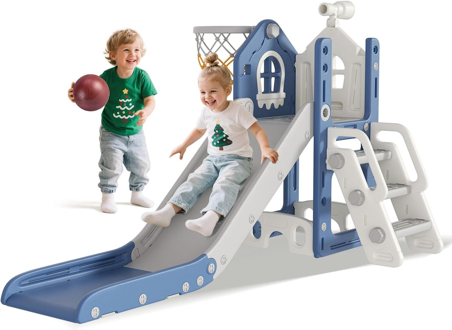 6 in 1 Toddler Slide for Toddlers Aged 1-3 Indoor Playset Blue | Amazon (US)