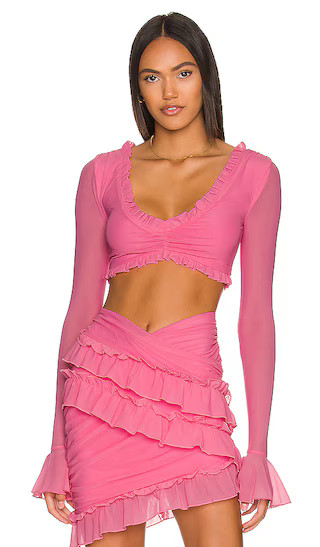 Macey Crop Top in Bubblegum Pink | Revolve Clothing (Global)