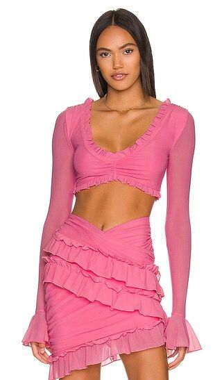 Macey Crop Top in Bubblegum Pink | Revolve Clothing (Global)
