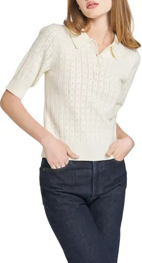 WAYF Taylor Short Sleeve Pointelle Polo Sweater | Nordstrom | Nordstrom