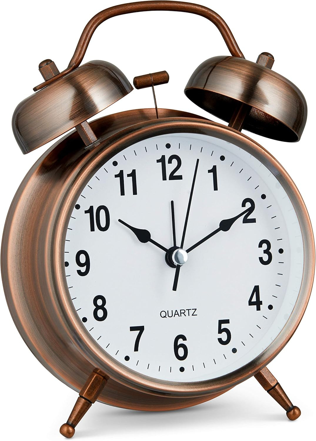 Bernhard Products Analog Alarm Clock Twin Bell Retro Copper Metal 4" Extra Loud Quartz Battery Op... | Amazon (US)