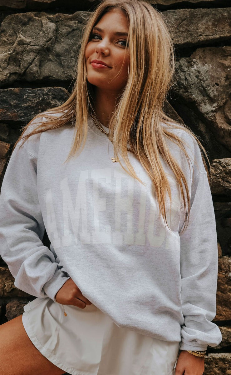 friday + saturday: america collegiate sweatshirt | RIFFRAFF