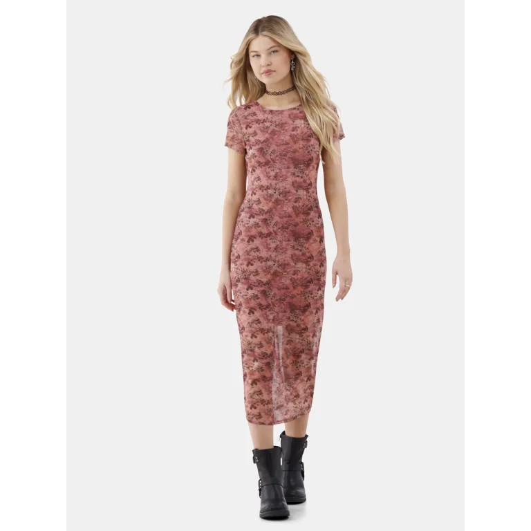 No Boundaries Mesh Maxi Dress, Women's and Women's Plus | Walmart (US)