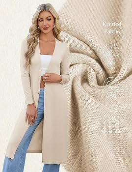 GRACE KARIN Womens Long Cardigan Trendy, Lightweight Knit Dusters Coat | Amazon (US)