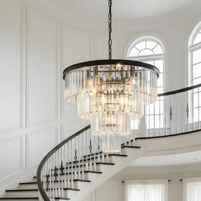 24-inch contemporary crystal modern chandelier, four-tier black crystal chandelier, suitable for dining rooms, living rooms, and bedrooms (bulbs not i | Wayfair North America