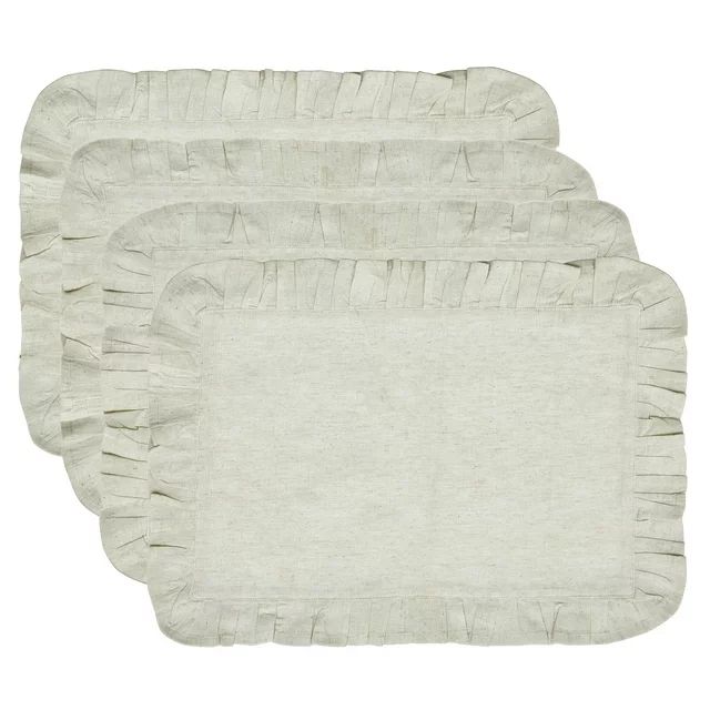 My Texas House Madelyn Ruffle Cotton/Linen 14" x 20" Placemats, 4 Pack, Beige - Walmart.com | Walmart (US)