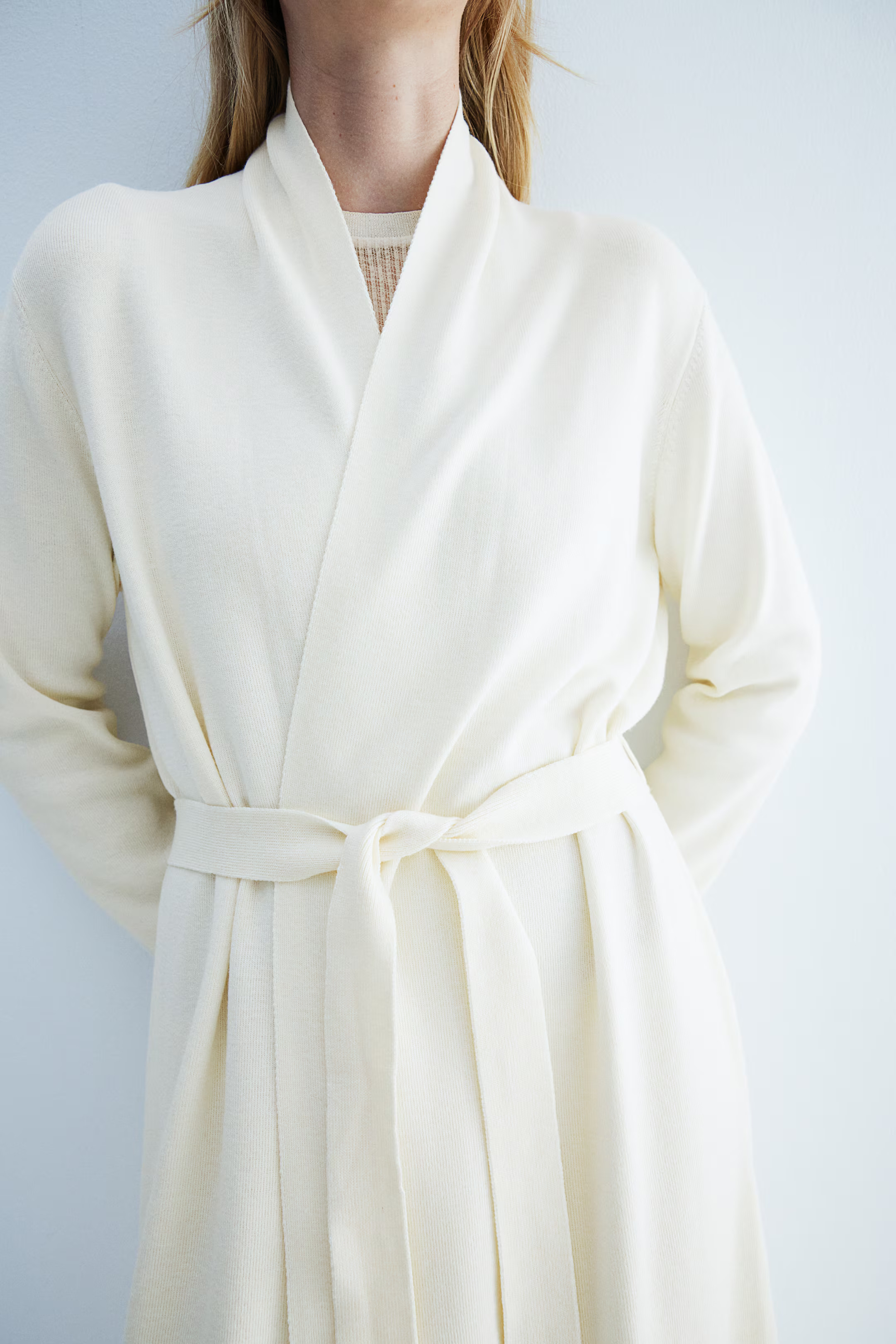 Long Tie-Belt Cardigan - Cream - Ladies | H&M US | H&M (US + CA)