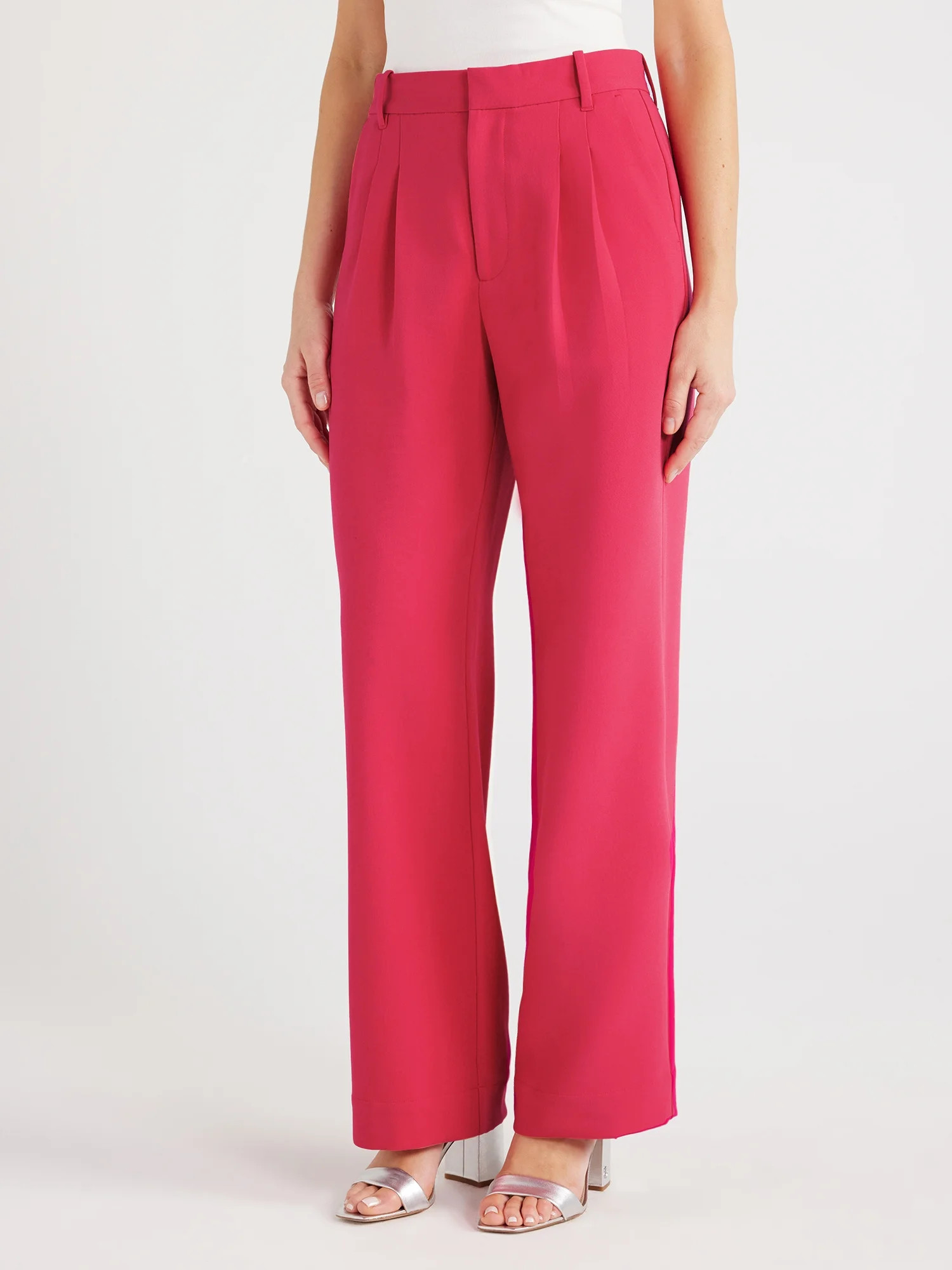 Free Assembly Women’s High Rise Wide Leg Pleated Pants, 32” Inseam, Sizes 0-20 | Walmart (US)