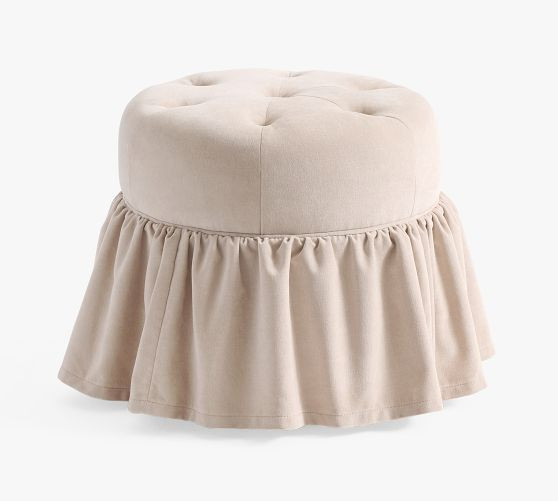 LoveShackFancy Upholstered Tufted Ruffle Stool | Pottery Barn (US)