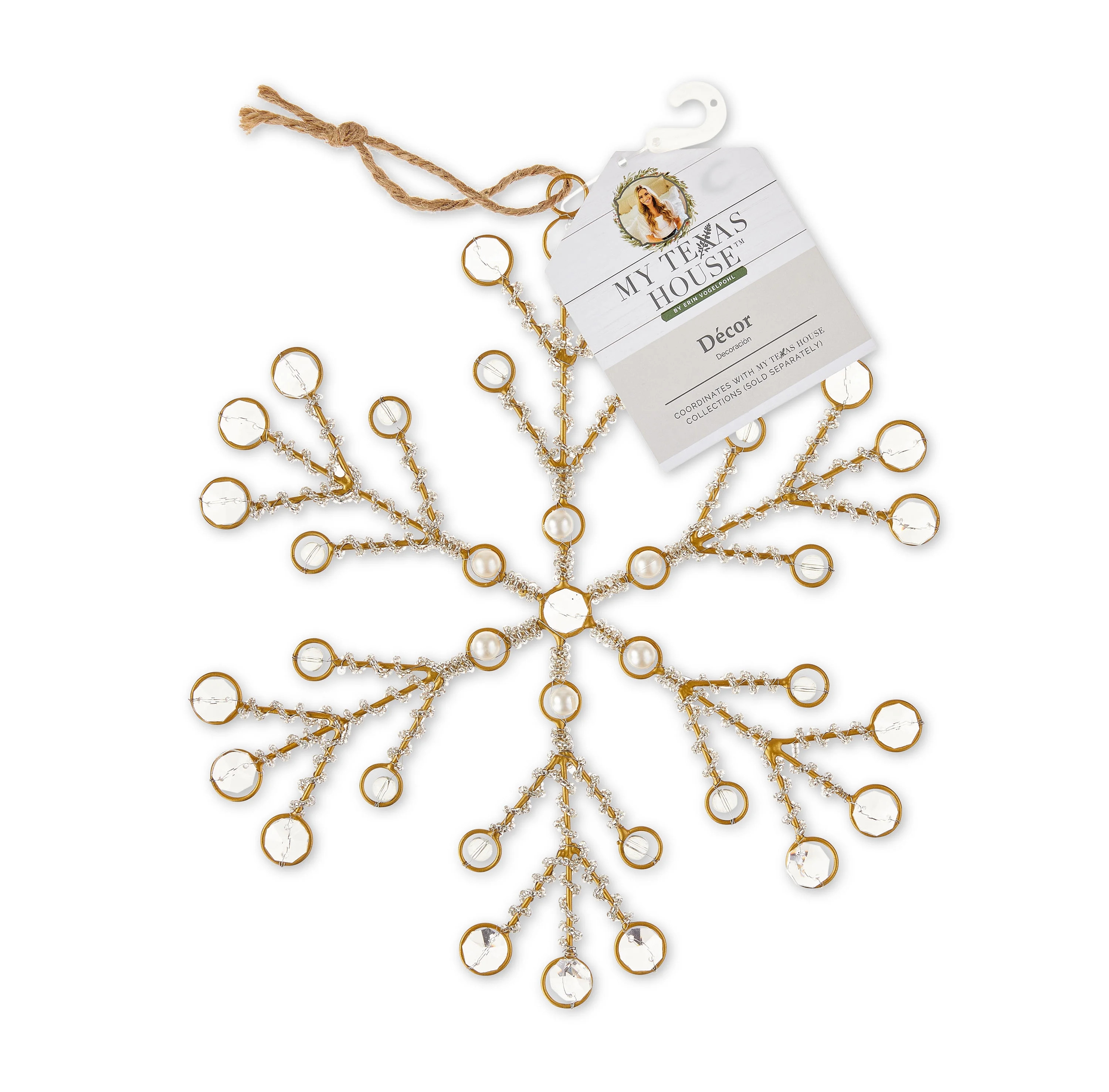 My Texas House Beaded Snowflake Hanging Ornament Decoration, 10 inch | Walmart (US)