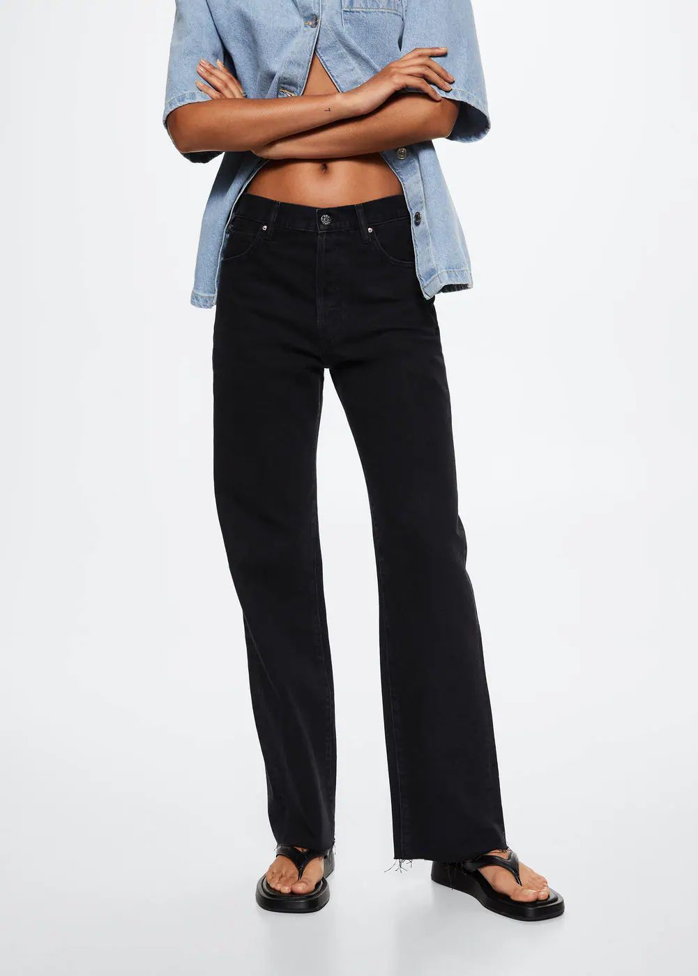 High-waist wideleg jeans | MANGO (US)