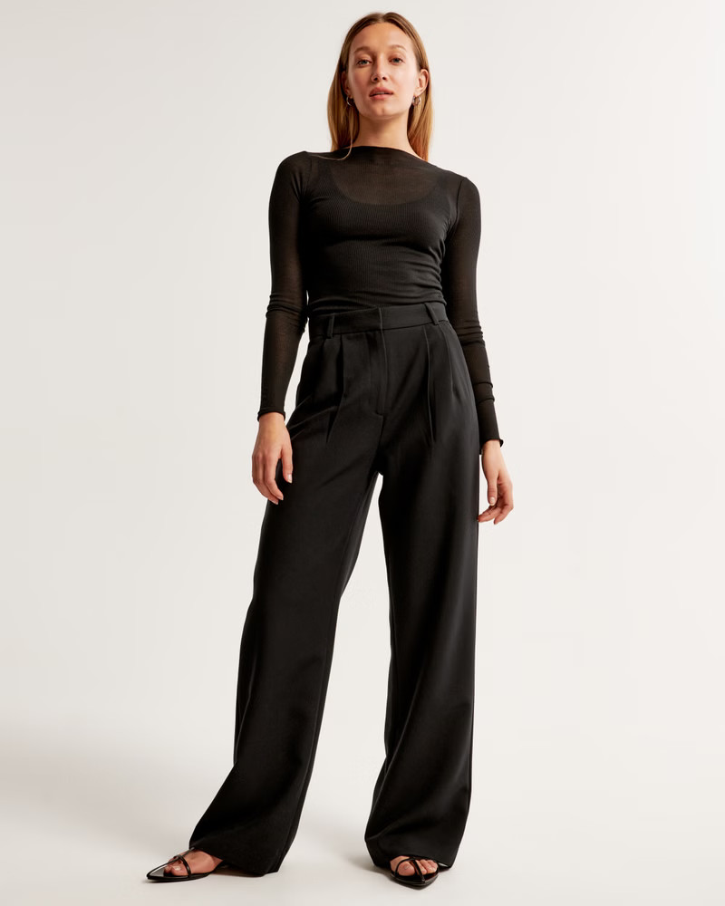 Women's A&F Sloane Tailored Wide Leg Pant | Women's Bottoms | Abercrombie.com | Abercrombie & Fitch (UK)