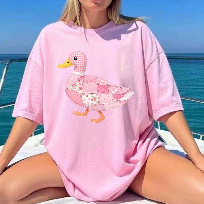 Comfort Color Quilted Faux Patchwork Mallard Duck Graphic Unisex Shirt, 90s Vintage Farmhouse Hun... | Etsy (US)