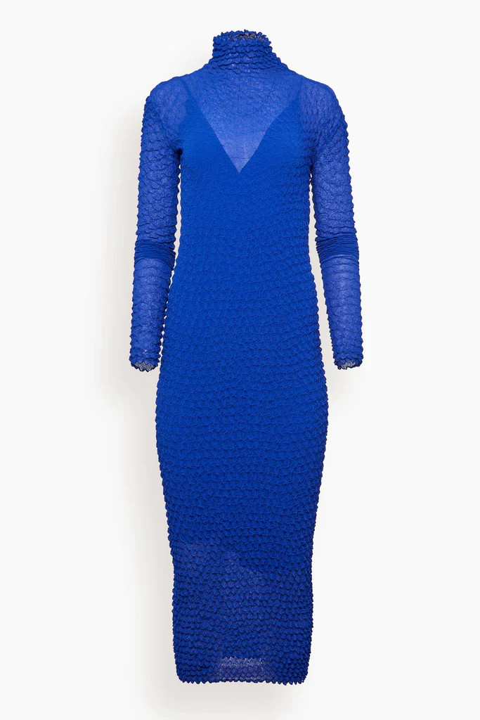 Shibori Turtleneck Dress in Cobalt | Hampden Clothing