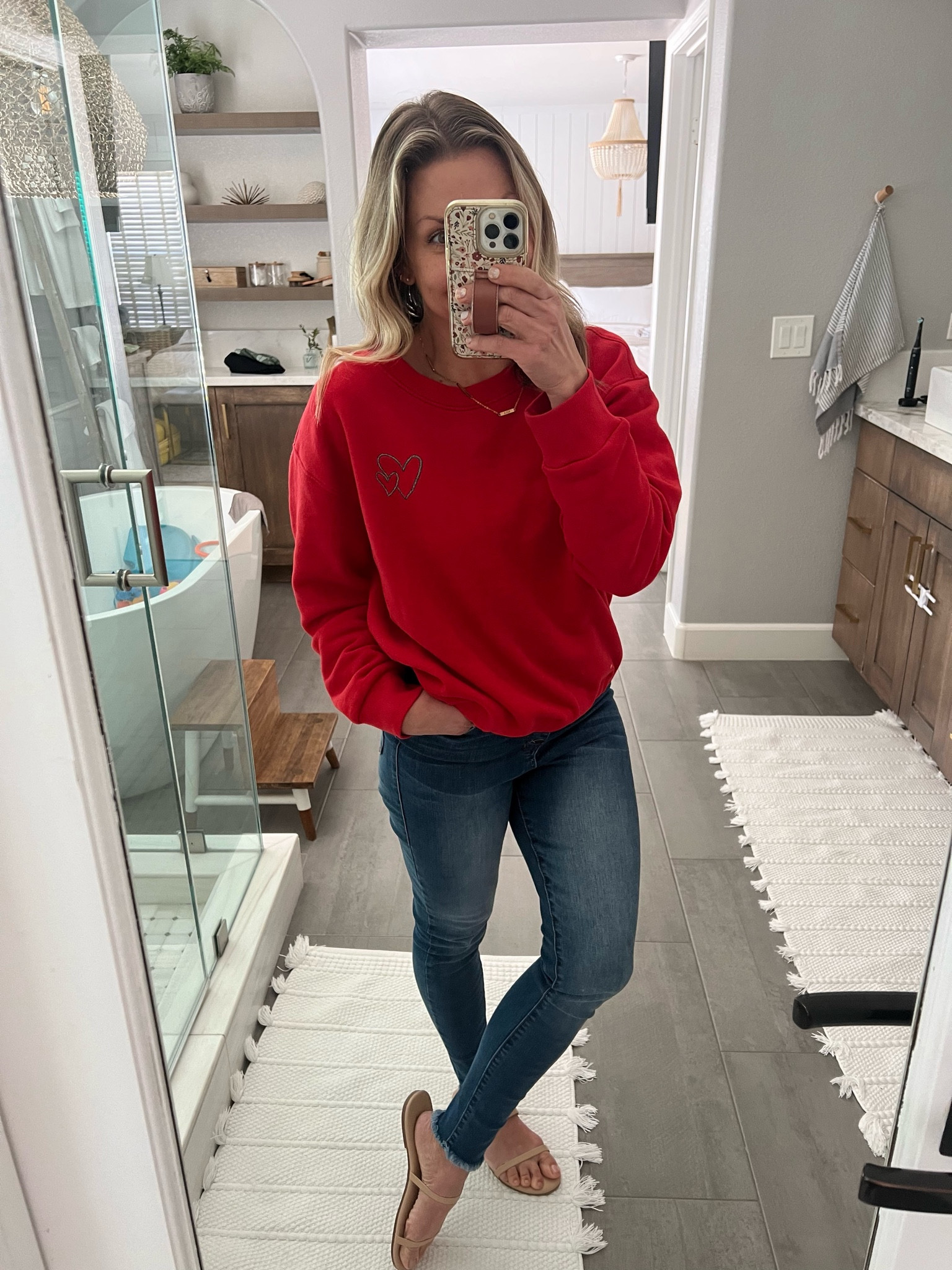 Love my Valentines sweatshirt from Target. Super comfortable and I sized up because I love the oversized look and feel. Perfect for vday and all year !

#LTKover40 #LTKSeasonal #LTKstyletip