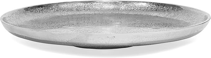 Red Co. 13” Decorative Round Textured Aluminum Centerpiece Tray in Distressed Silver Finish | Amazon (US)