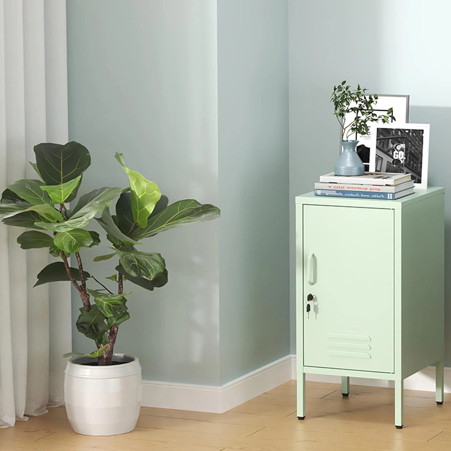 Metal Locker End Table Multi Storage Cabinet with 2 Adjustable Shelf | Wayfair North America