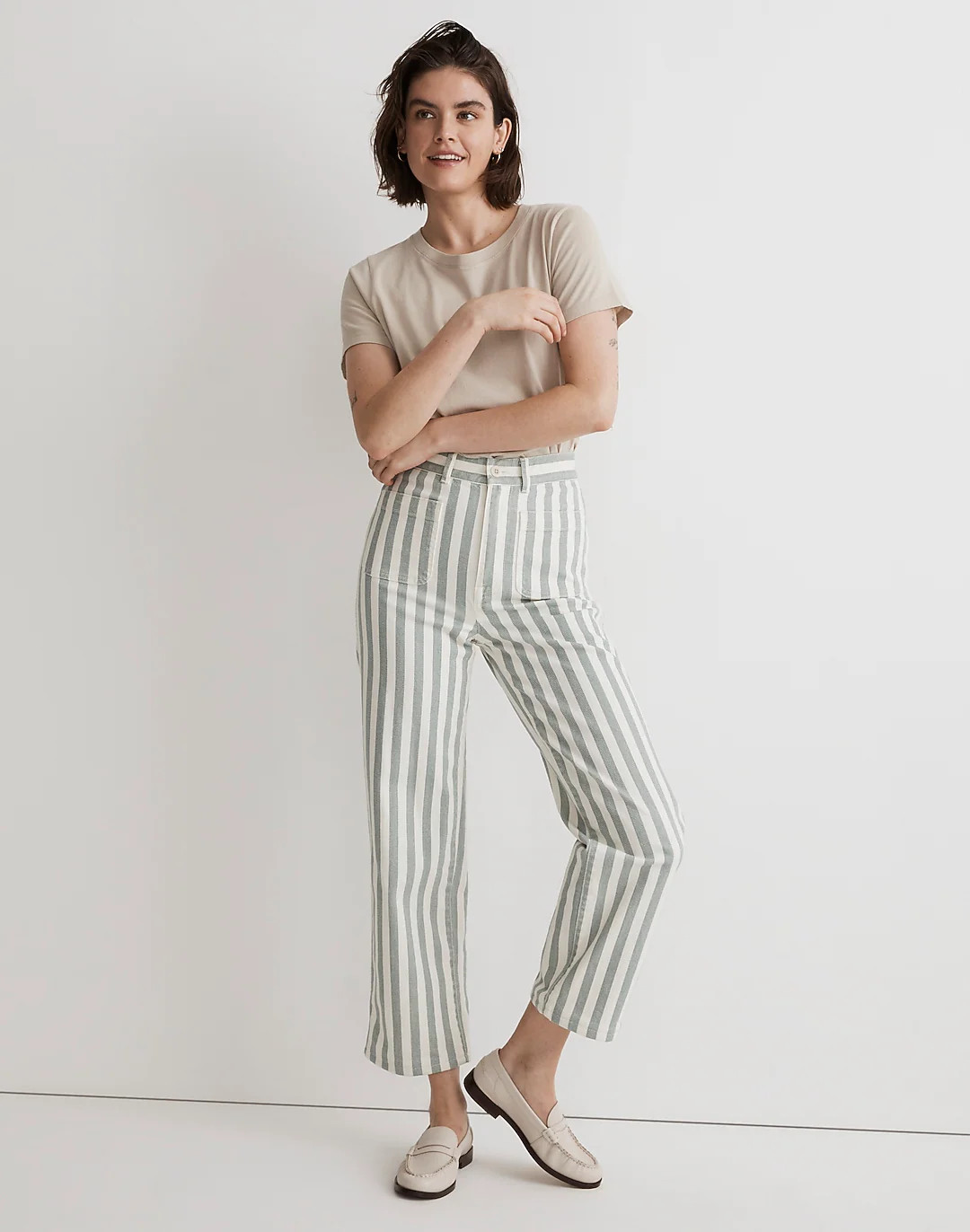 Emmett 2.0 Wide-Leg Crop Pants in Stripe: Patch-Pocket Edition | Madewell
