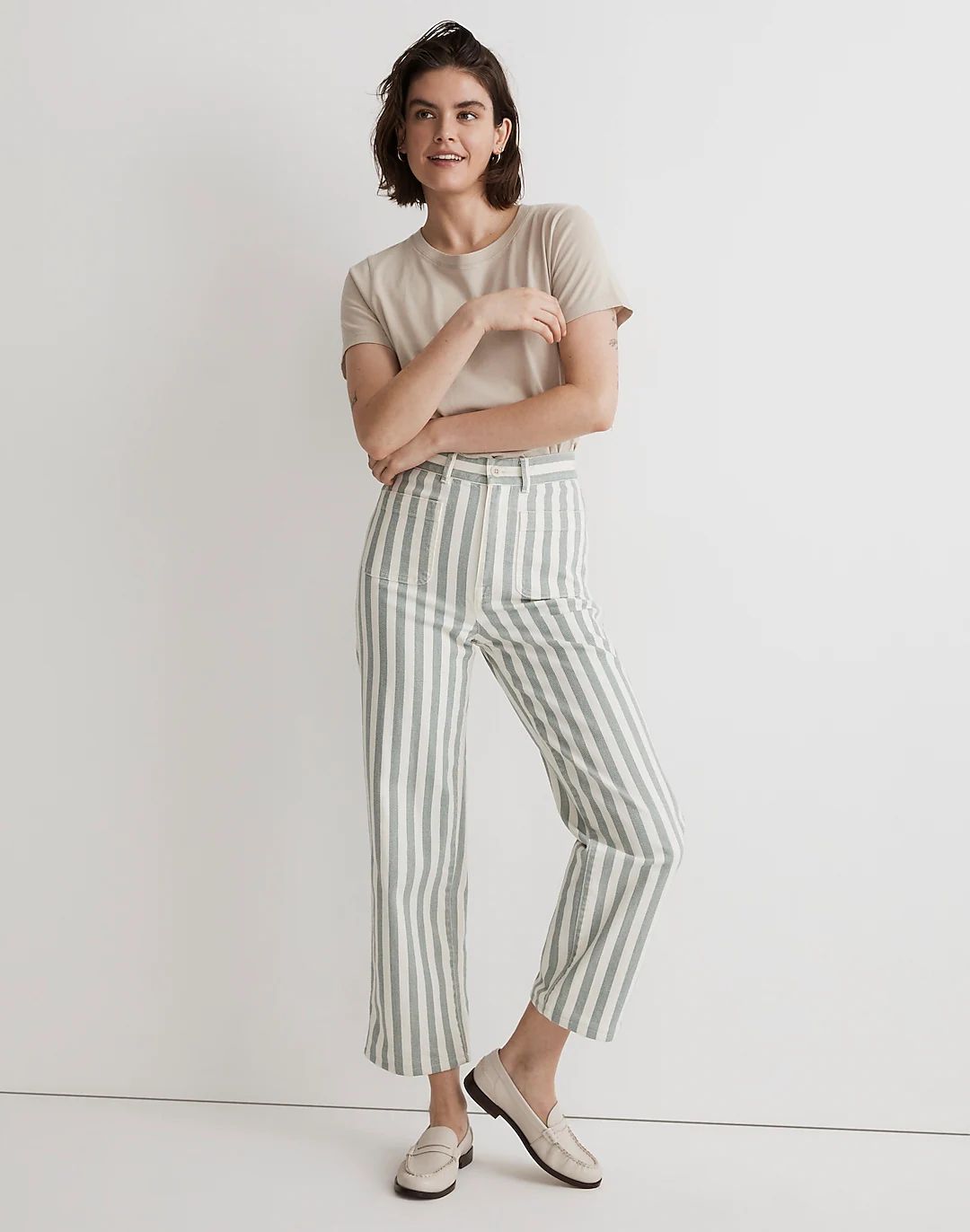 Emmett 2.0 Wide-Leg Crop Pants in Stripe: Patch-Pocket Edition | Madewell