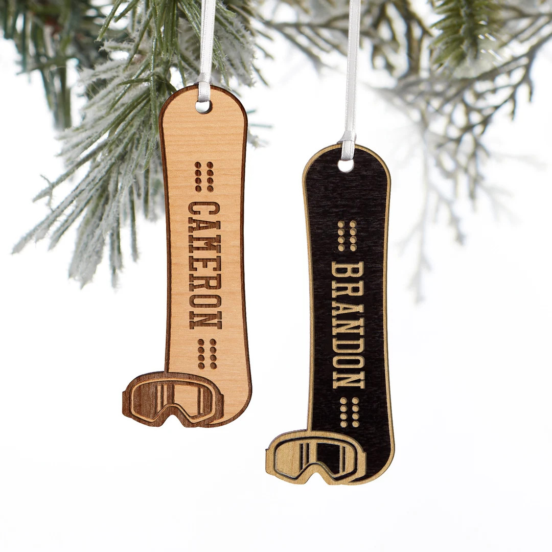 Snowboard Personalized Wood Ornament, Christmas Gifts, Custom Ornament, Personalized Ornaments, C... | Etsy (US)