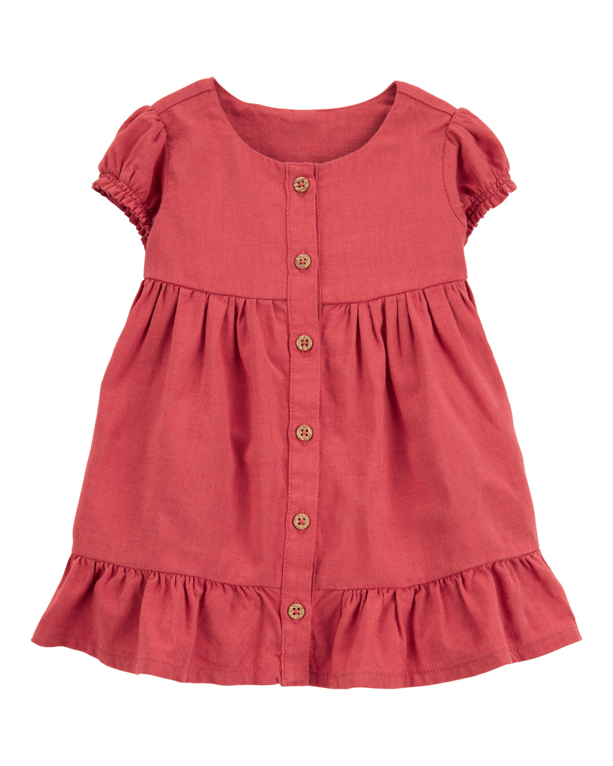Baby Short-Sleeve Linen Look-Alike Tiered Dress - Red - Carter's | Carter's | Carter's Inc