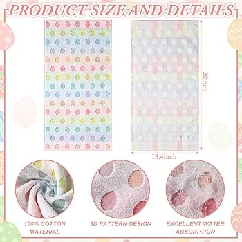 3 Pcs Easter Hand Towels for Bathroom Easter Bunny Egg Rabbit Pattern 100% Cotton Absorbent Cute ... | Amazon (US)