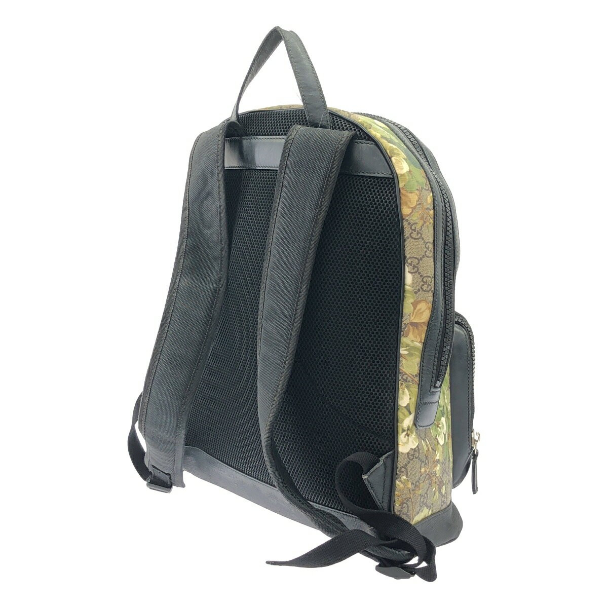 Gucci GG Supreme Monogram Blooms Backpack Green Beige Canvas Leather Floral | eBay US