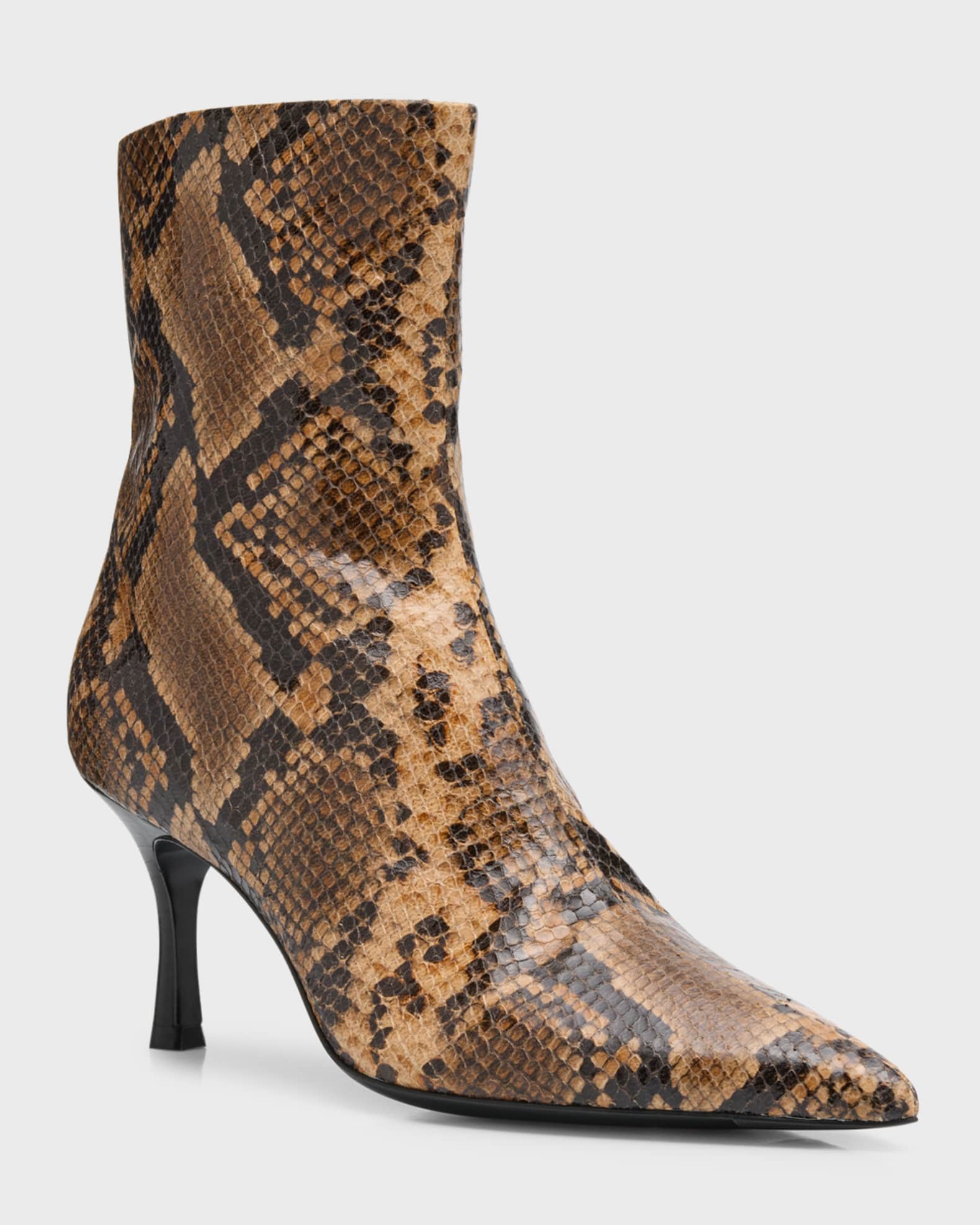 Brea Snake-Embossed Ankle Boots | Neiman Marcus