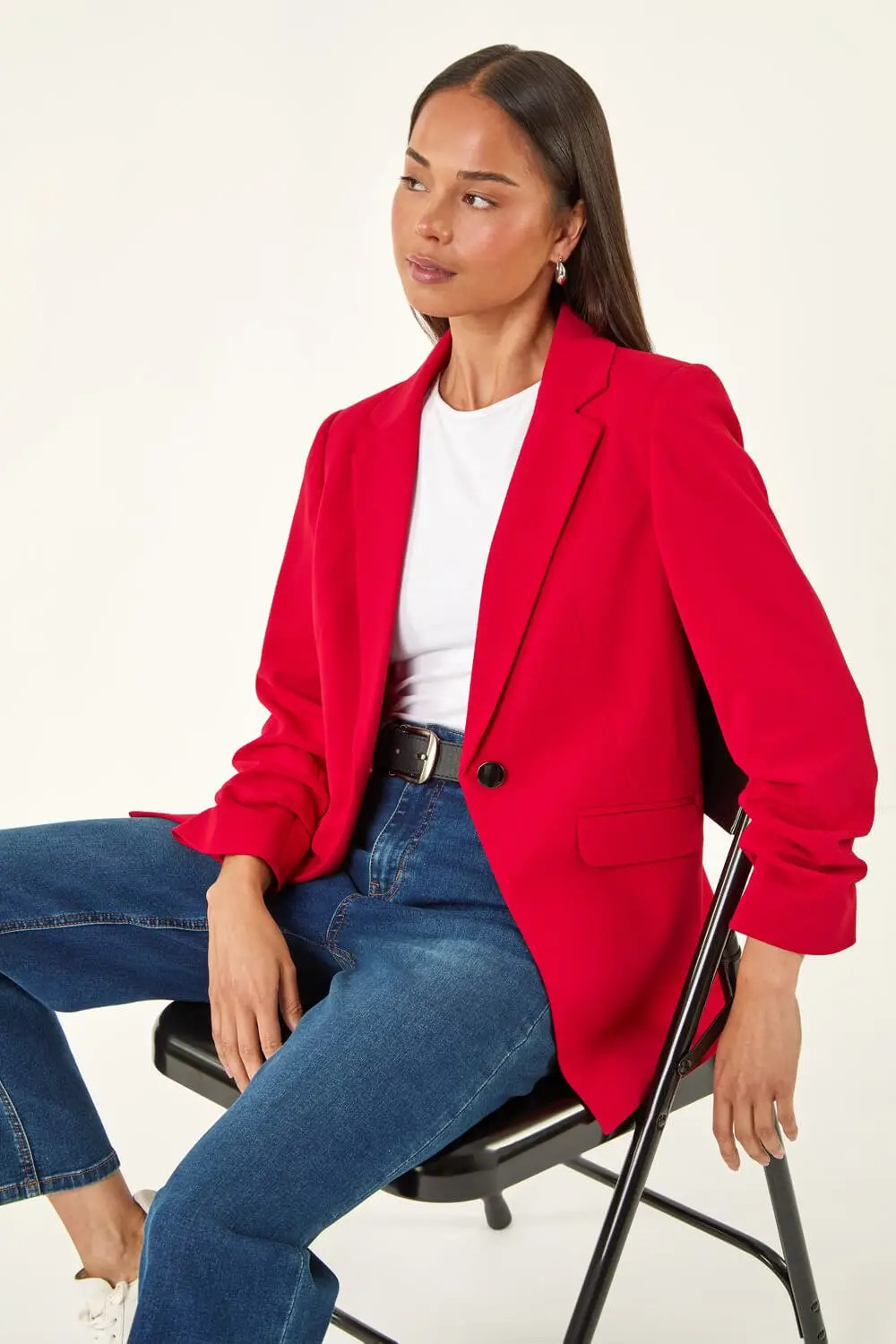 Red Roman Petite Ruched Buttoned Blazer | Debenhams | Debenhams UK