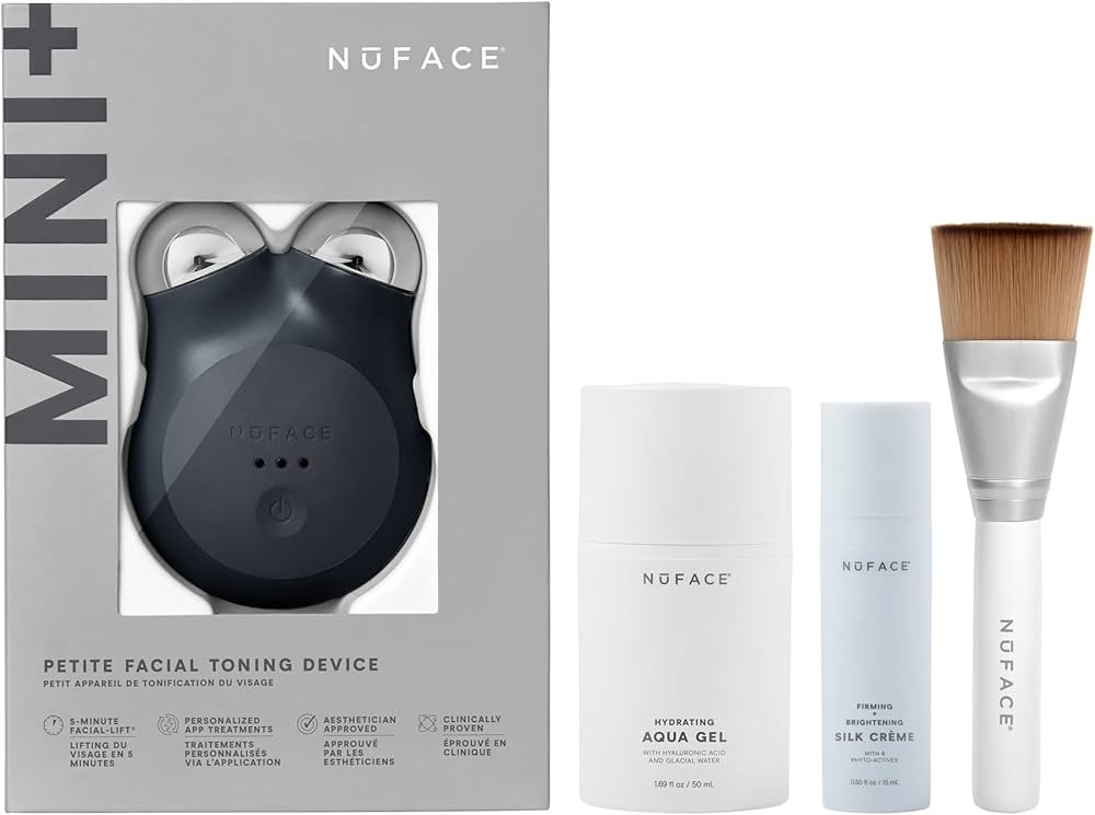 NuFACE MINI+ Starter Kit – Petite Facial Toning Device with Aqua Gel Activator 1.69 Oz, Silk Cr... | Amazon (US)