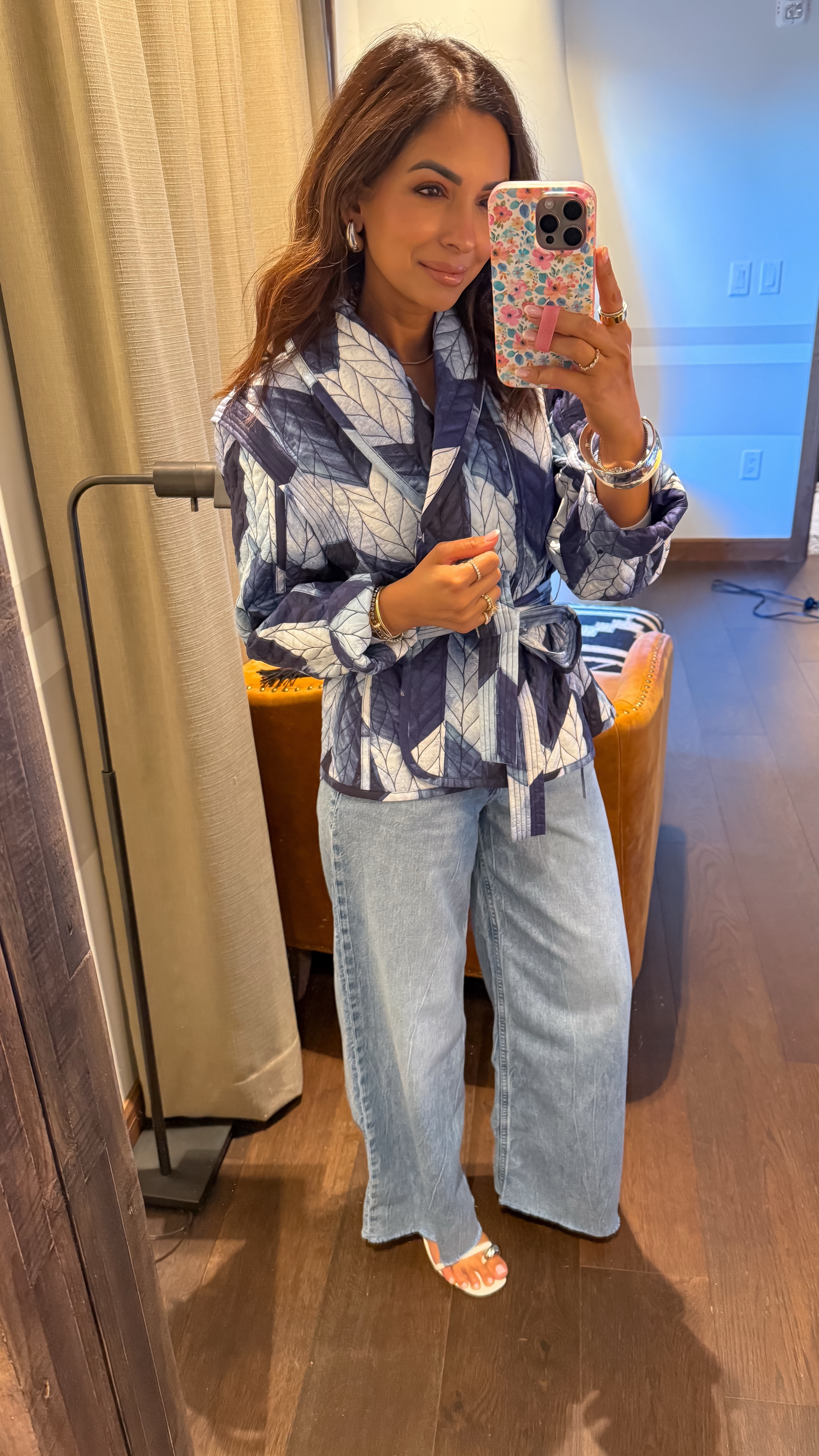 Today's meetings day look in Santa Fe! The weather is so chilly so jeans and a jacket was necessary! I did an xs In this jacket- it was a bit of a splurge but something I will be able to rewear for some other upcoming trips! Jeans are SO soft, they run on the bigger size so I did a 24 for size ref. My heels are a Walmart find and so cute!!

#LTKSeasonal #LTKStyleTip