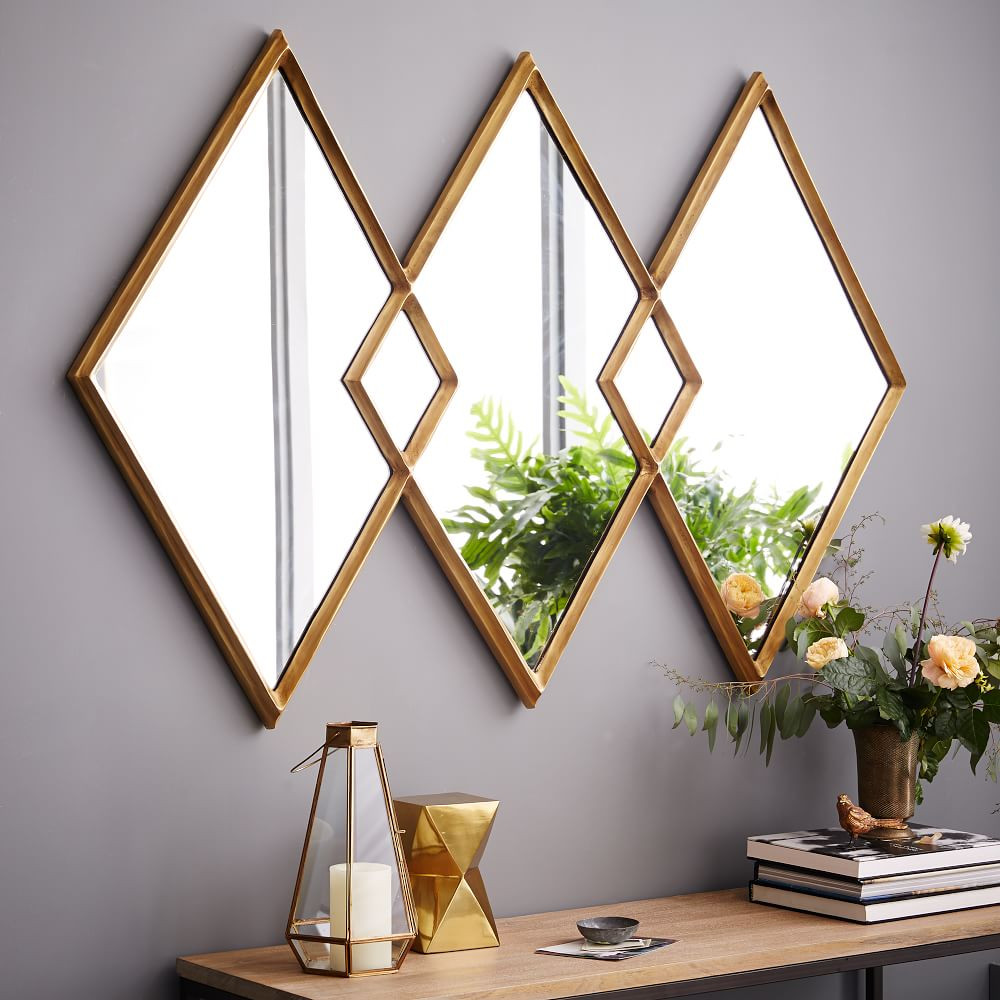 Overlapping Diamonds Metal Wall Mirror - 54"W x 36"H | West Elm (US)