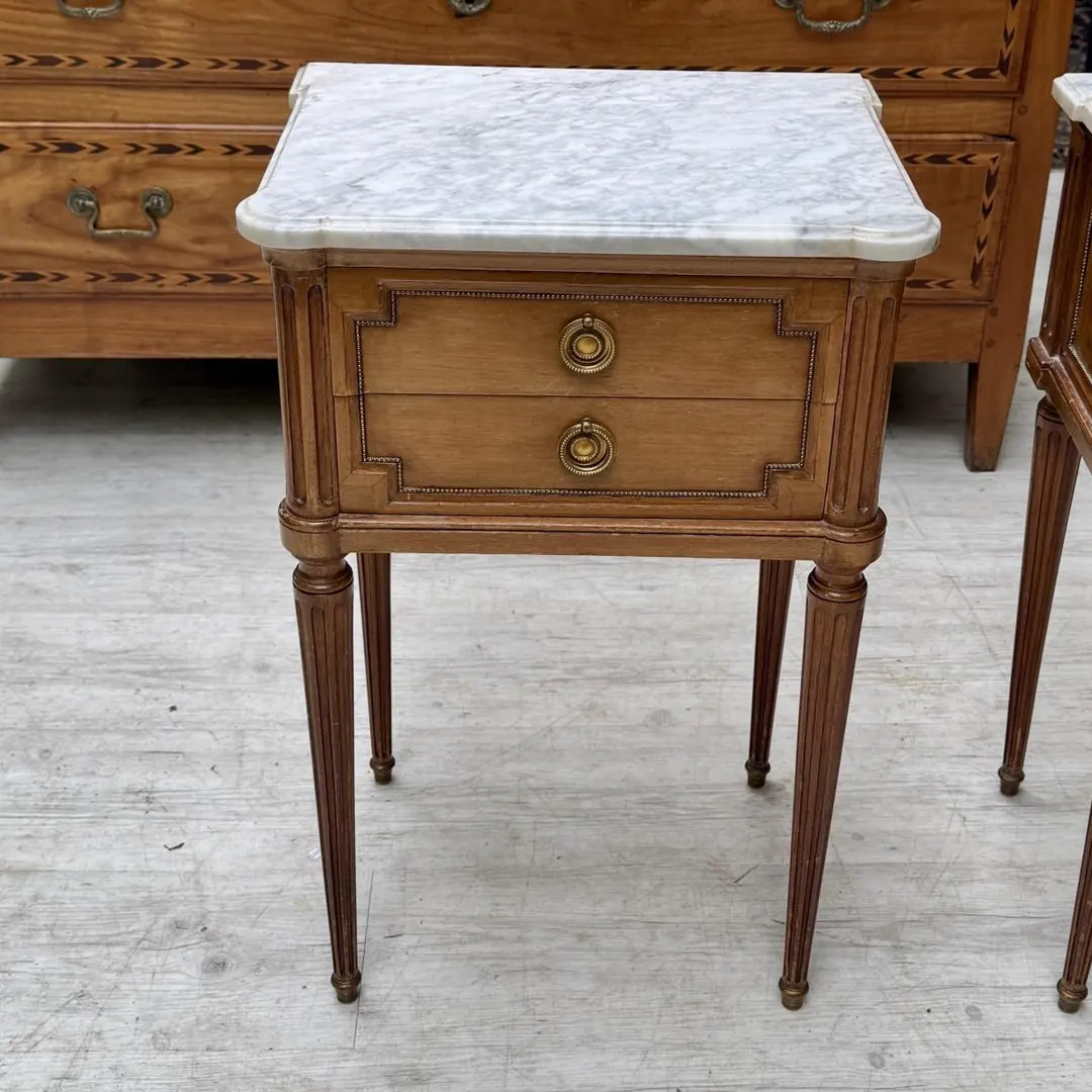 Pair of Antique Style Bedside Tables, Vintage Mahogany Nightstands, Marble Top Side Tables , Anti... | Etsy (Global)