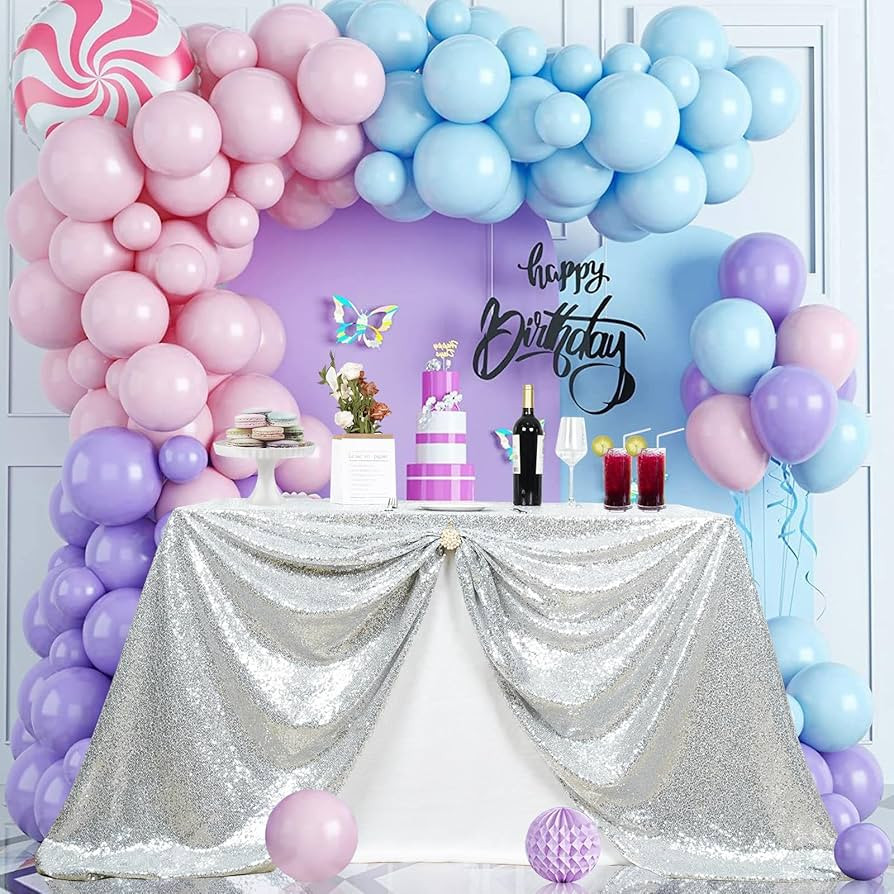PartyDelight Silver Sequin Tablecloth 50x80 Inch Rectangle Table Cloth Glitter for Party Baby Sho... | Amazon (US)
