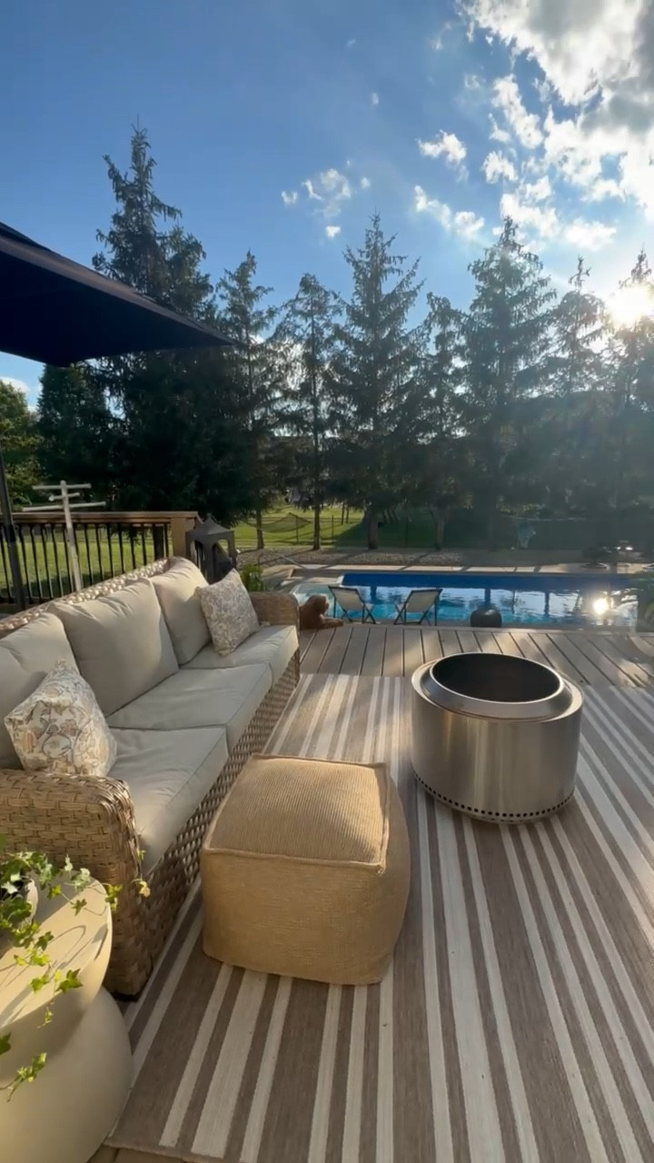 Outdoor patio for summer hosting! Everyone has loved being out here so far this summer 

#walmartpartner 
Walmart 
Home decor 
Home finds
Outdoor furniture 
Fireplace 
Fire pit 
Pool
Deck 

#LTKSeasonal #LTKHome #LTKStyleTip