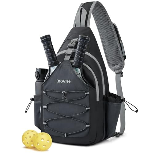 G4Free Pickleball Bag, Pickleball Sling Bag for Women, Crossbody Pickleball Bag for Sports, Lightweight Pickleball Paddle Bag, Black | Amazon (US)
