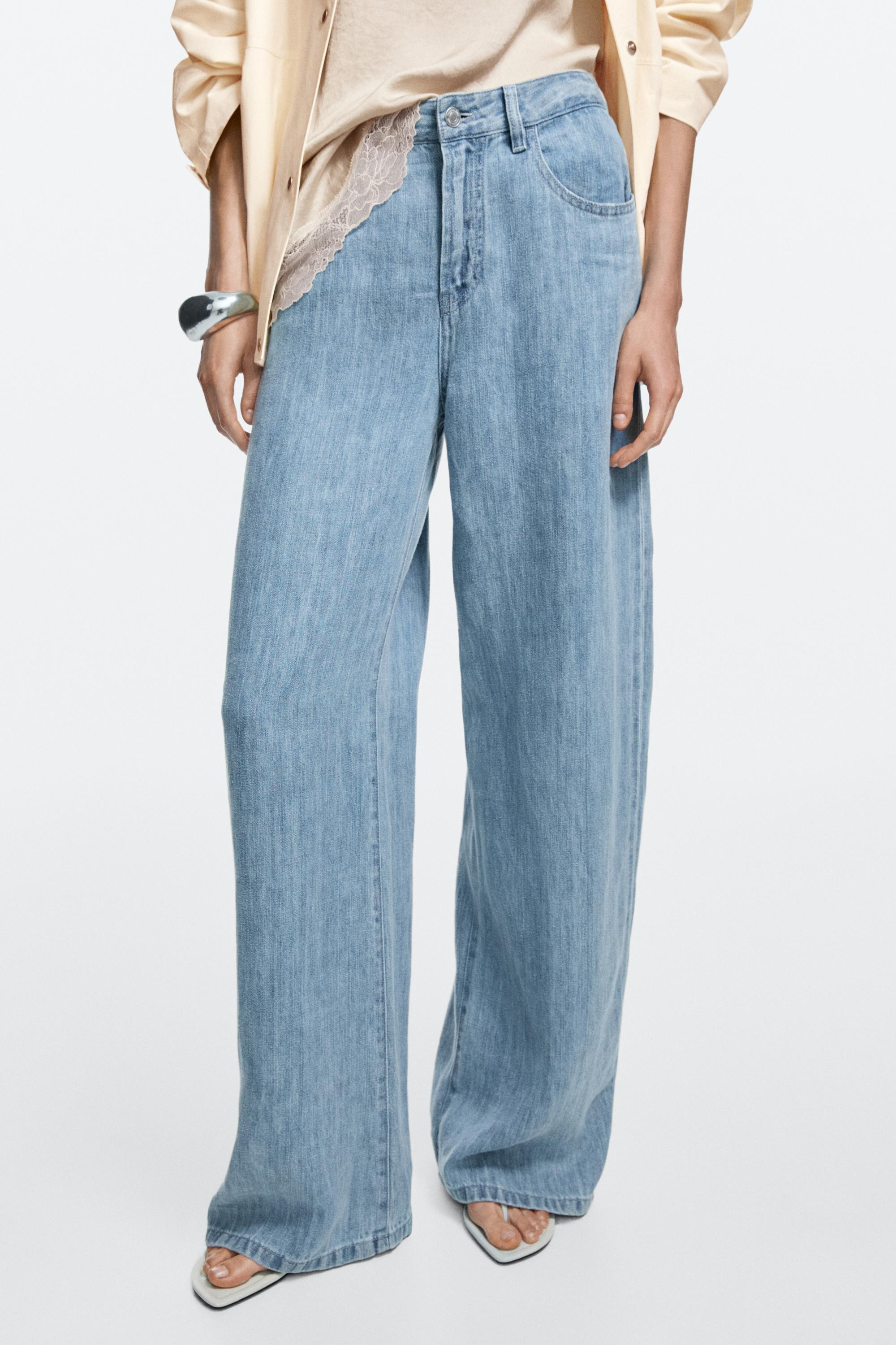 100% linen high-waist barrel fit jeans | Massimo Dutti US