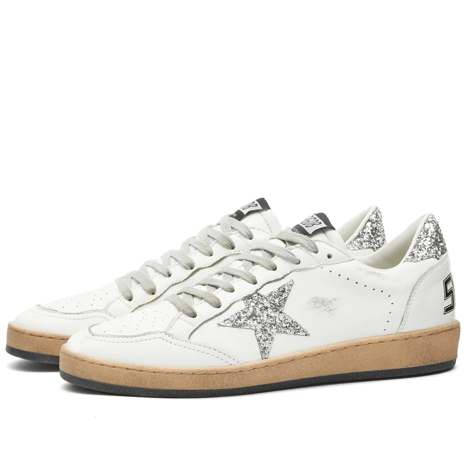 Golden Goose Women's Ball Star Leather Sneakers in White/Silver, Size UK 6 | END. Clothing | END. Clothing