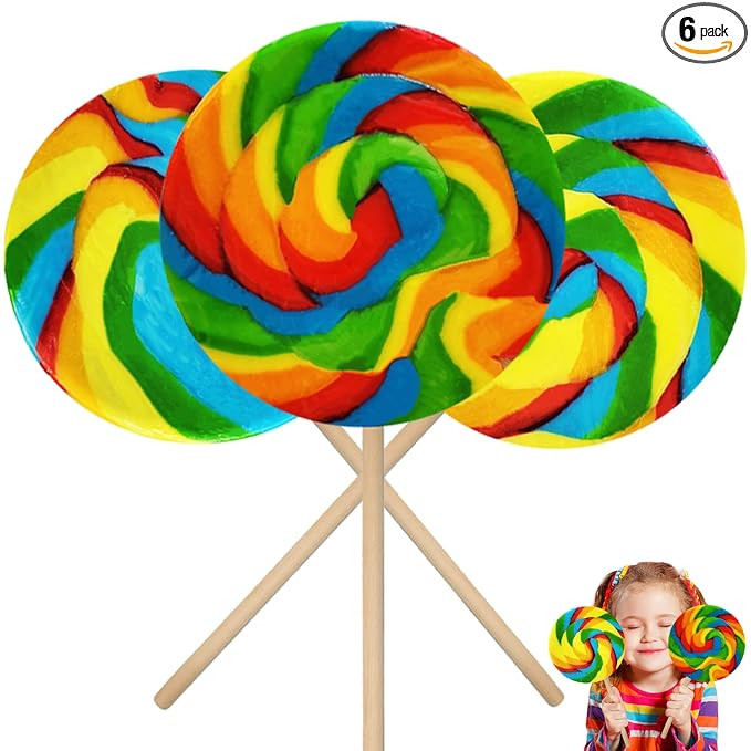The Dreidel Company Jumbo Rainbow Swirl Lollipop, Individually Wrapped Sucker - 5" Inch 140 Gram ... | Amazon (US)
