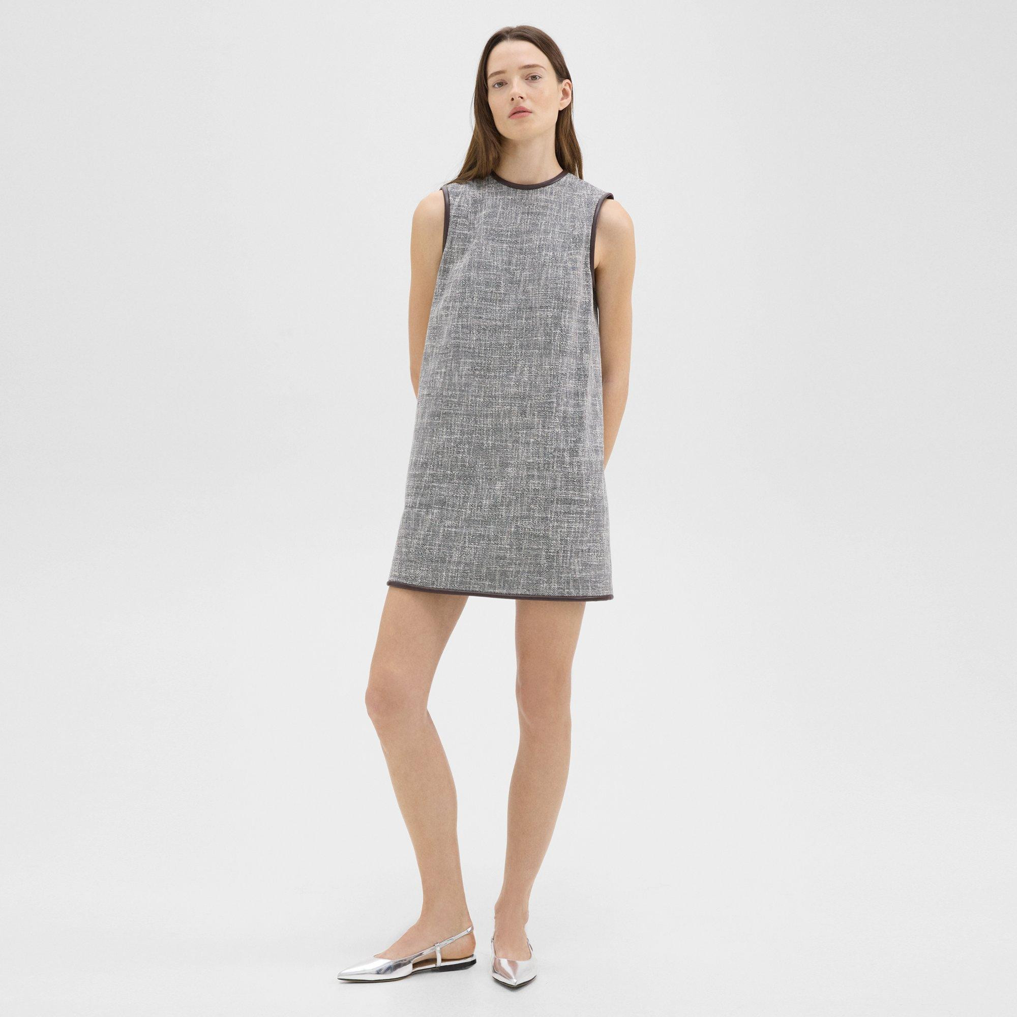 Relaxed Sleeveless Dress in Canvas Tweed | Theory