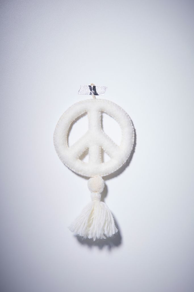 Tassel Peace Sign Christmas Ornament | Urban Outfitters (US and RoW)